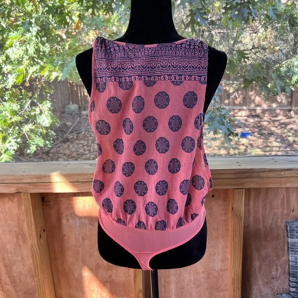 Free People Intimately Soul Of The Sun Bodysuit Pink And Blue Size S